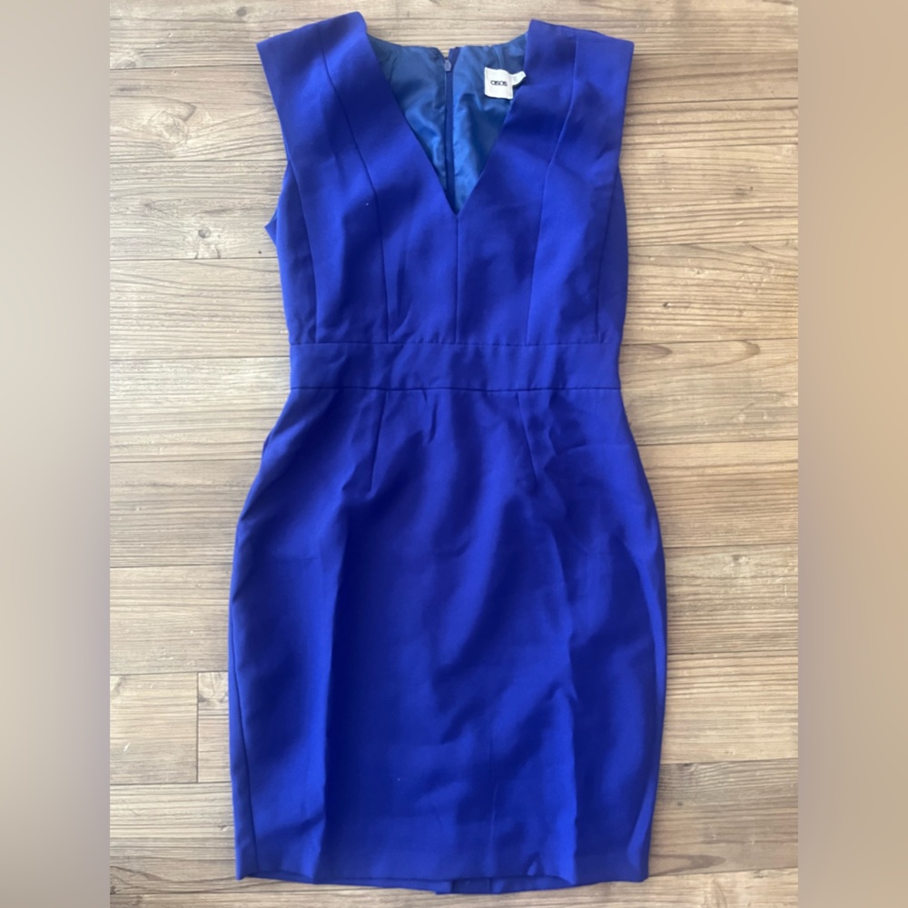 (ASOS) V-neck dress in cobalt blue